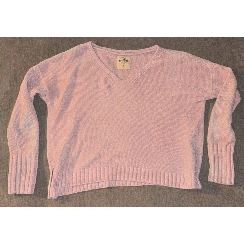 Pale Pink Soft Hollister V Neck Knit Sweater Size S